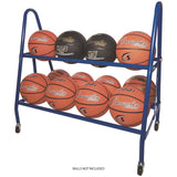 Champion Sports Heavy-Duty Deluxe Ball Cart, Metal, 132 lb Capacity, 17.5 x 38 x 35.75, Blue (CSIBRC12) Each