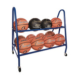 Champion Sports Heavy-Duty Deluxe Ball Cart, Metal, 132 lb Capacity, 17.5 x 38 x 35.75, Blue (CSIBRC12) Each