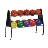 Champion Sports Heavy-Duty Ball Cart, Metal, 132 lb Capacity, 18 x 51 x 38, Black (CSIBRC15) Each