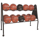 Champion Sports Heavy-Duty Ball Cart, Metal, 132 lb Capacity, 18 x 51 x 38, Black (CSIBRC15) Each
