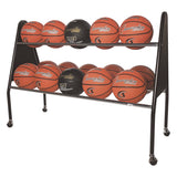 Champion Sports Heavy-Duty Ball Cart, Metal, 132 lb Capacity, 18 x 51 x 38, Black (CSIBRC15) Each