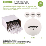 Champion Sports Table Tennis Balls, Official Size, White, 144/Carton (CSI1STAR144) Case of 144