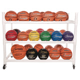 Champion Sports 30 Basketball Heavy-Duty Cart, Heavy-Duty Plastic, 176 lb Capacity, 19 x 55 x 45, White (CSI30CART) Each