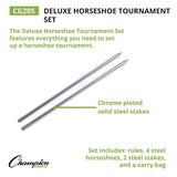 Champion Sports Deluxe Horseshoe Tournament Set, 4 Horseshoes/2 Stakes/Carry Bag/Rule Sheet (CSICG205) Each