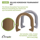 Champion Sports Deluxe Horseshoe Tournament Set, 4 Horseshoes/2 Stakes/Carry Bag/Rule Sheet (CSICG205) Each