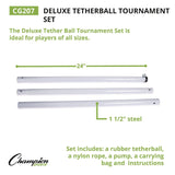 Champion Sports Deluxe Tetherball Tournament Set, Ball/24" Telescopic Poles/102" Cord/Carry Case/Pump/Needle (CSICG207) Each