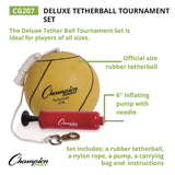 Champion Sports Deluxe Tetherball Tournament Set, Ball/24" Telescopic Poles/102" Cord/Carry Case/Pump/Needle (CSICG207) Each