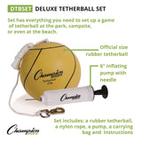 Champion Sports Deluxe Tether Ball Set, Tetherball/102" Cord/(4) 24" Telescoping Poles/Carry Bag/Pump with Needle (CSIDTBSET) Each