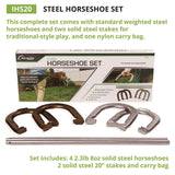 Champion Sports Steel Horseshoe Set, (4) Horseshoes/(2) 20" Stakes/Nylon Carry Bag (CSIIHS20) Each