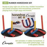 Champion Sports Steel Horseshoe Set, (4) Horseshoes/(2) 24" Stakes/Nylon Carry Bag (CSIIHS100) Each
