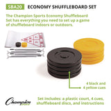Champion Sports Blacktop Shuffleboard Set, (2) Two-Piece 51" Cues/(8) Discs/Sidewalk Chalk (CSISBA30) Each