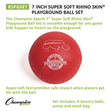 Champion Sports Rhino Soft Playground Ball Set, 8.5" Diameter, Assorted Colors, 6/Set (CSIRSPGSET) Each