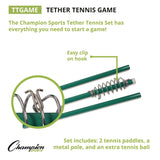 Champion Sports Tether Tennis Game Set, Two Paddles, Two Tennis Balls (CSITTGAME) Each