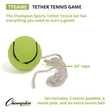Champion Sports Tether Tennis Game Set, Two Paddles, Two Tennis Balls (CSITTGAME) Each