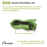 Champion Sports Deluxe Volleyball Set, Official-Size Volleyball, Volleyball Net (CSIVBSET) Each