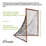 Champion Sports Backyard Lacrosse Goal and Net, 6 ft x 6 ft, 1.5" dia Frame (CSILNGL) Each