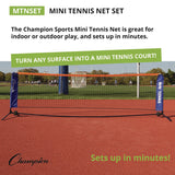 Champion Sports Mini Tennis Net Set, 2.8 ft x 10 ft (CSIMTNSET) Each