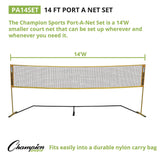 Champion Sports Rhino Port-A-Net Set, 36" to 60" x 168" (CSIPA14SET) Each