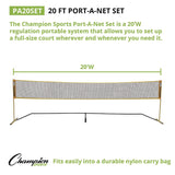 Champion Sports Rhino Port-A-Net Set, 36" to 60" x 240" (CSIPA20SET) Each