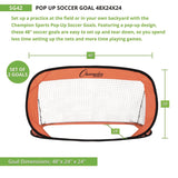 Champion Sports Pop Up Soccer Goal, 4 ft x 2 ft, Pair (CSISG42) 1 Pair