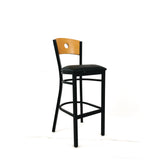 JMC Furniture Circle Series Barstool, Supports Up to 300 lb, 28.5" Seat Height, Black Seat, Natural Back, Black Base (JMCCRBBVBLKD) Each