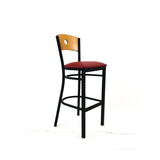 JMC Furniture Circle Series Barstool, Supports Up to 300 lb, 28.5" Seat Height, Burgundy Seat, Natural Back, Black Base (JMCCRBBVBURD) Each