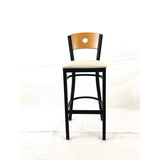 JMC Furniture Circle Series Barstool, Supports Up to 300 lb, 28.5" Seat Height, Cream Seat, Natural Back, Black Base (JMCCRBBVCRMD) Each