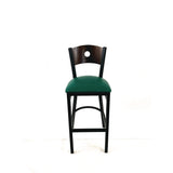 JMC Furniture Circle Series Barstool, Supports Up to 300 lb, 28.5" Seat Height, Green Seat, Dark Walnut Back, Black Base (JMCCRBBVGRNC) Each