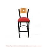 JMC Furniture Circle Series Barstool, Supports Up to 300 lb, 28.5" Seat Height, Red Seat, Natural Back, Black Base (JMCCRBBVREDD) Each
