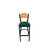 JMC Furniture Liberty Series Barstool, Supports Up to 300 lb, 28.5" Seat Height, Green Seat, Natural Back, Black Base (JMCLBBVGRND) Each
