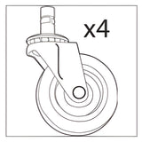 Rubbermaid® Commercial SRP Caster Kit, Four 2.5" Wheels, Gray (SGS1859135) Each