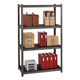 Alera® Steel Shelving Unit with Laminate Shelves, Four-Shelf, 36w x 18d x 60h, Steel, Black/Gun Metal Gray (ALESU601836L) Each