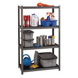 Alera® Steel Shelving Unit with Laminate Shelves, Four-Shelf, 36w x 18d x 60h, Steel, Black/Gun Metal Gray (ALESU601836L) Each