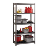 Alera® Steel Shelving Unit with Laminate Shelves, Five-Shelf, 36w x 18d x 72h, Steel, Black/Gun Metal Gray (ALESU721836L) Each