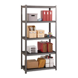 Alera® Steel Shelving Unit with Laminate Shelves, Five-Shelf, 36w x 18d x 72h, Steel, Black/Gun Metal Gray (ALESU721836L) Each