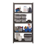 Alera® Steel Shelving Unit with Laminate Shelves, Five-Shelf, 36w x 18d x 72h, Steel, Black/Gun Metal Gray (ALESU721836L) Each