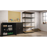 Alera® Steel Shelving Unit with Particleboard Shelves, Five-Shelf, 48w x 24d x 84h, Steel, Black (ALESU842448P) Each