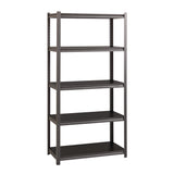 Alera® Steel Shelving Unit with Laminate Shelves, Five-Shelf, 36w x 18d x 72h, Steel, Black/Gun Metal Gray (ALESU721836L) Each