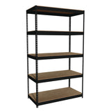 Alera® Steel Shelving Unit with Particleboard Shelves, Five-Shelf, 48w x 24d x 84h, Steel, Black (ALESU842448P) Each
