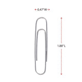 Universal® Paper Clips, Jumbo, Smooth, Silver, 100 Clips/Box, 10 Boxes/Pack (UNV72220) 10 Boxes of 100