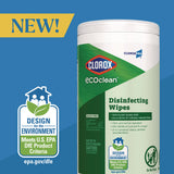 Clorox® EcoClean Disinfecting Wipes, 1-Ply, 8 x 7, Unscented, White, 6/Carton (CLO60605CT) Case of 6