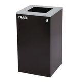Alpine Industries 29 Gallon Trash/Recycling Cans, Steel, Blue Recycling Can with Square Lid, Black Trash Can with Square Lid (ALH4450BLKKIT1) Each