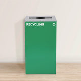 Alpine Industries 29 Gallon Trash/Recycling Cans, Steel, Green Recycling Can with Mixed Lid, Black Trash Can with Square Lid (ALH4450BLKKIT12) Each