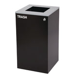 Alpine Industries 29 Gallon Trash/Recycling Cans, Steel, Blue Cans/Bottles Recycling Can, Green Compost Can, Black Trash Can with Square Lids (ALH4450BLKKIT16) Each