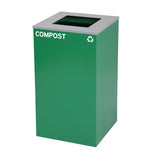 Alpine Industries 29 Gallon Trash/Recycling Cans, Steel, Blue Cans/Bottles Recycling Can, Green Compost Can, Black Trash Can with Square Lids (ALH4450BLKKIT16) Each