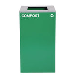 Alpine Industries 29 Gallon Trash/Recycling Cans, Steel, Blue Recycling Can/Mixed Lid, Green Compost Can and Black Trash Can with Square Lids (ALH4450BLKKIT18) Each