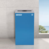 Alpine Industries 29 Gallon Trash/Recycling Cans, Steel, Blue Mixed Recycling Can w/Mixed Lid, Green Compost and Black Trash Cans w/Square Lids (ALH4450BLKKIT19) Each