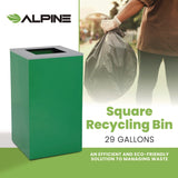 Alpine Industries 29 Gallon Trash/Recycling Cans, Steel, Green Can with Square Lid (ALH4450KITGRNS) Each