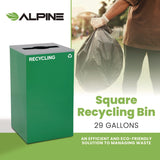 Alpine Industries 29 Gallon Trash/Recycling Cans, Steel, Green Recycling Can with Mixed Lid (ALH4450KITGRNMR) Each