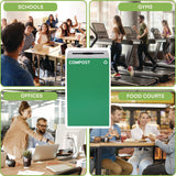 Alpine Industries 29 Gallon Trash/Recycling Cans, Steel, Green Compost Can with Mixed Lid (ALH4450KITGRNMC) Each